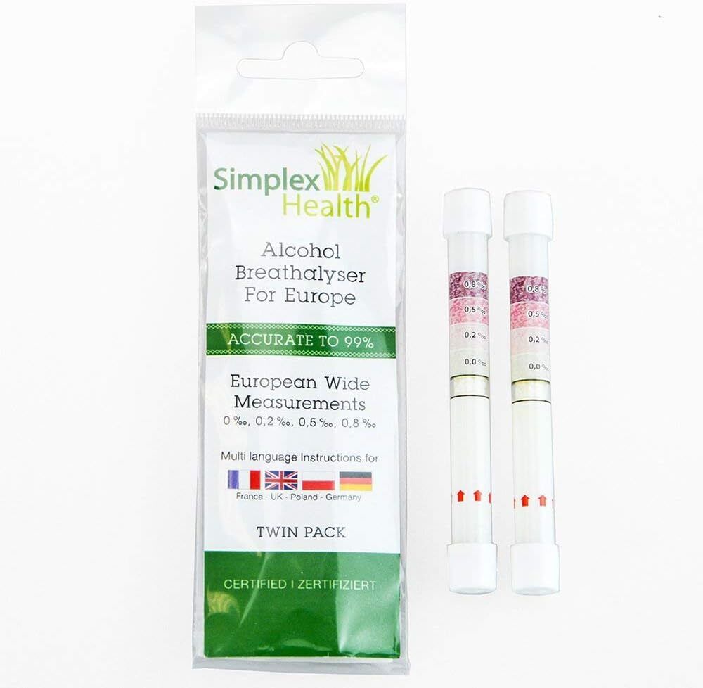 TWIN Confezione di ETILOMETRO TEST KIT PER Francia, UK, GERMANIA CON EUROPEO...