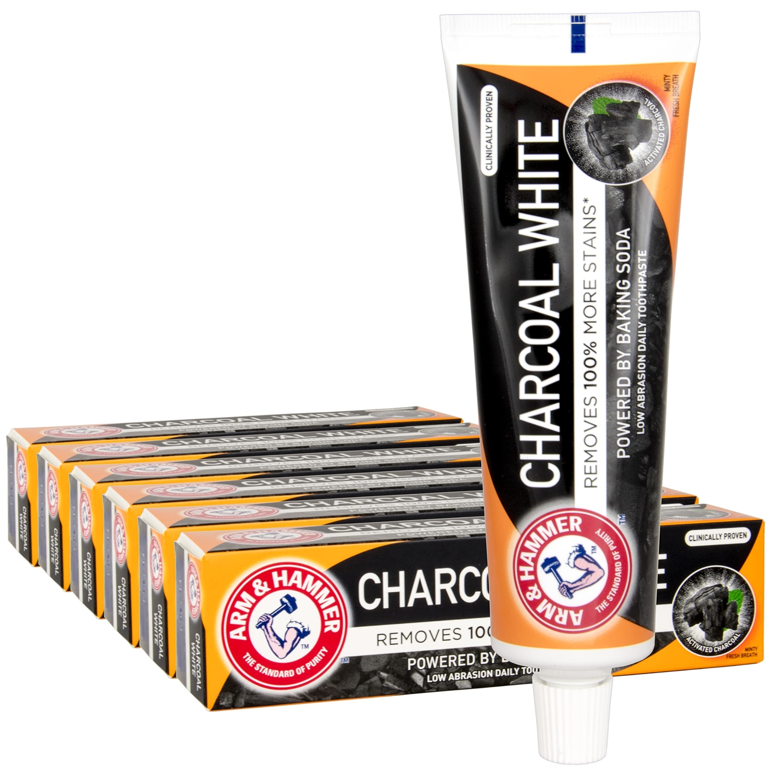 6 X Arm & Hammer Charcoal White dentifricio 75 ml – 6 pezzi per (X8K)