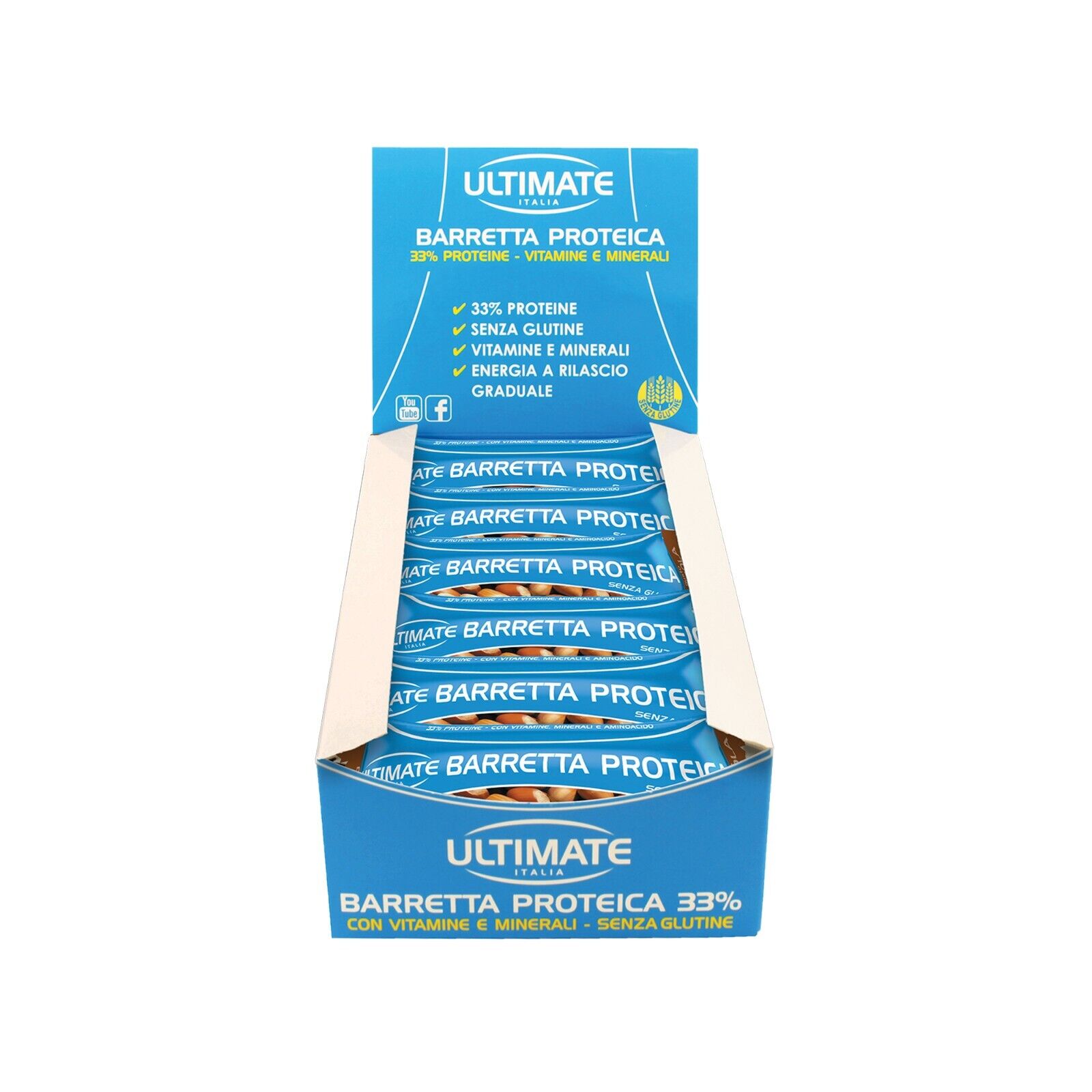ULTIMATE ITALIA Barretta Proteica 33% dietetiche - 24 Barrette gusto Nocciola