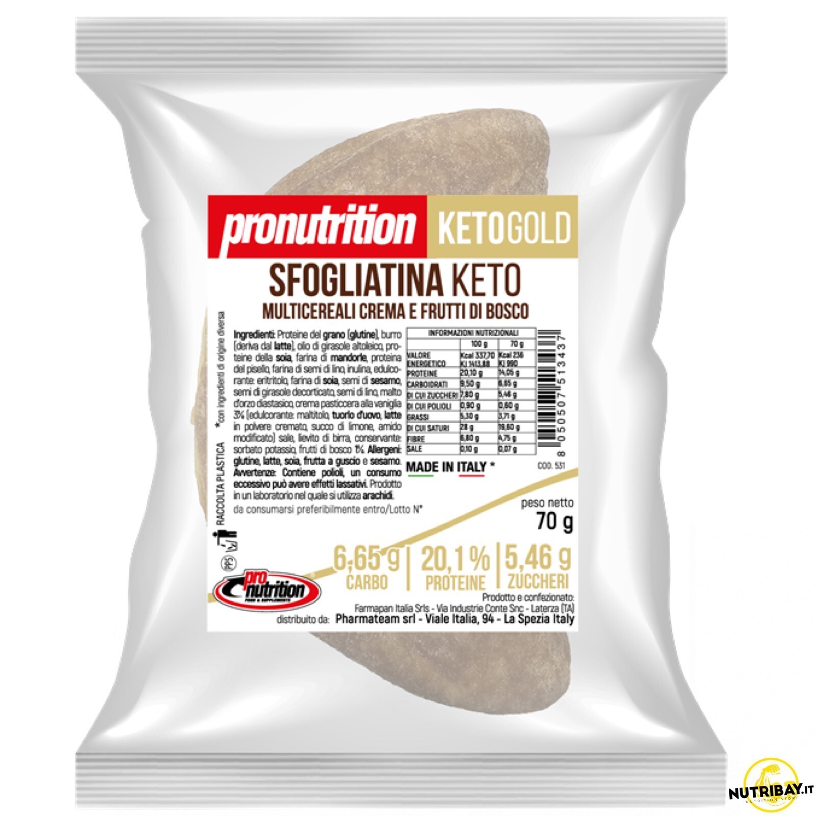 Pronutrition Sfogliatina Keto Multicereali Crema e Frutti di Bosco - 1 sfogliata