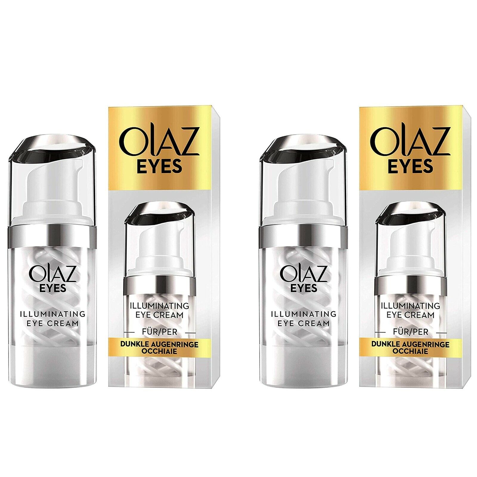 2 pezzi OLAZ EYES Illuminating Eye Cream crema Contorno Occhi Anti Occhiaie 15ml