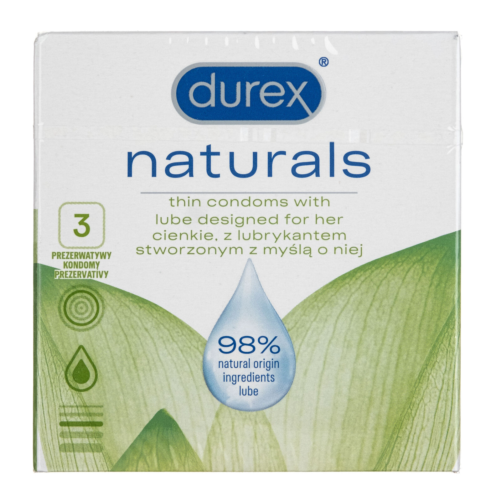 Preservativi Durex Naturals, 3 pezzi