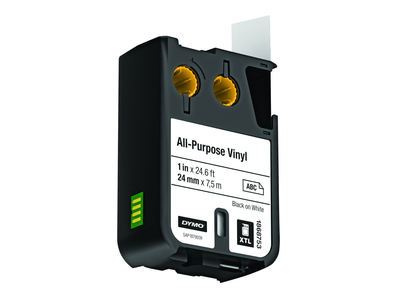 DYMO XTL All-Purpose Vinyl permanent adhesive black on white Roll (2.4 1868753