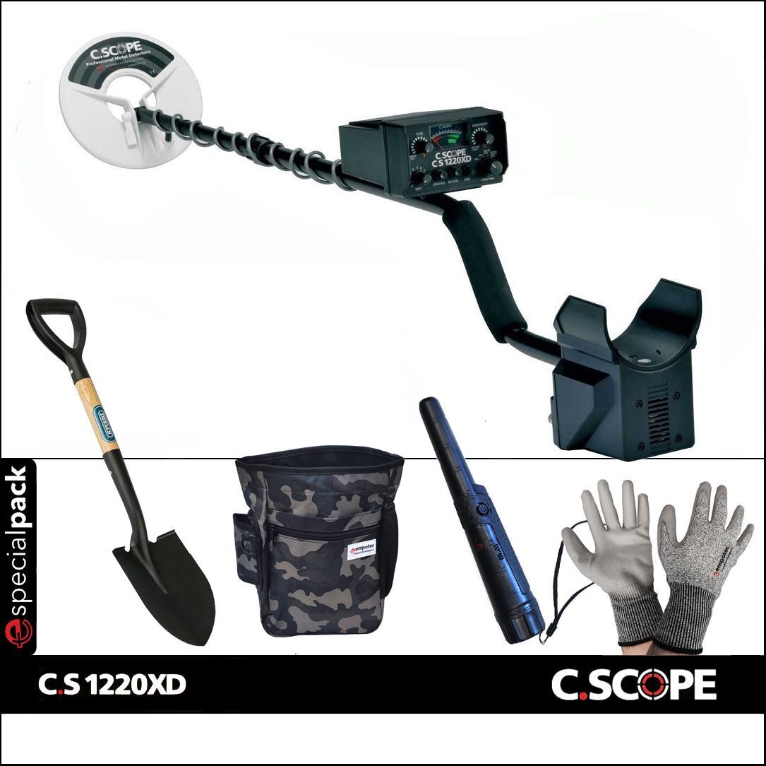 METAL DETECTOR CS1220XD C.SCOPE PINPOINTER EMPOTEC PALA DRAPER MARSUPIO GUANTI