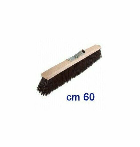 Scopa Industriale Spazzolone in Legno con Setole Rigide Nere Piumate Grande 60cm