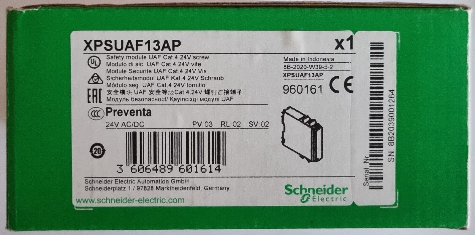 XPSUAF13AP - Schneider Electric Preventa Safety Module  UAF Cat.4 24V screw