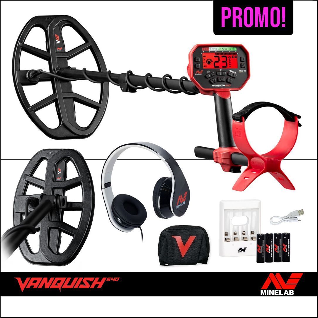 METAL DETECTOR VANQUISH 540 MINELAB CUFFIE 2 PIASTRE V12 V8 CERCAMETALLI ORO