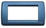 Placca Rondò 4 Moduli, Metallo, Finitura Blu Metallizzato, Codice: 16754.28