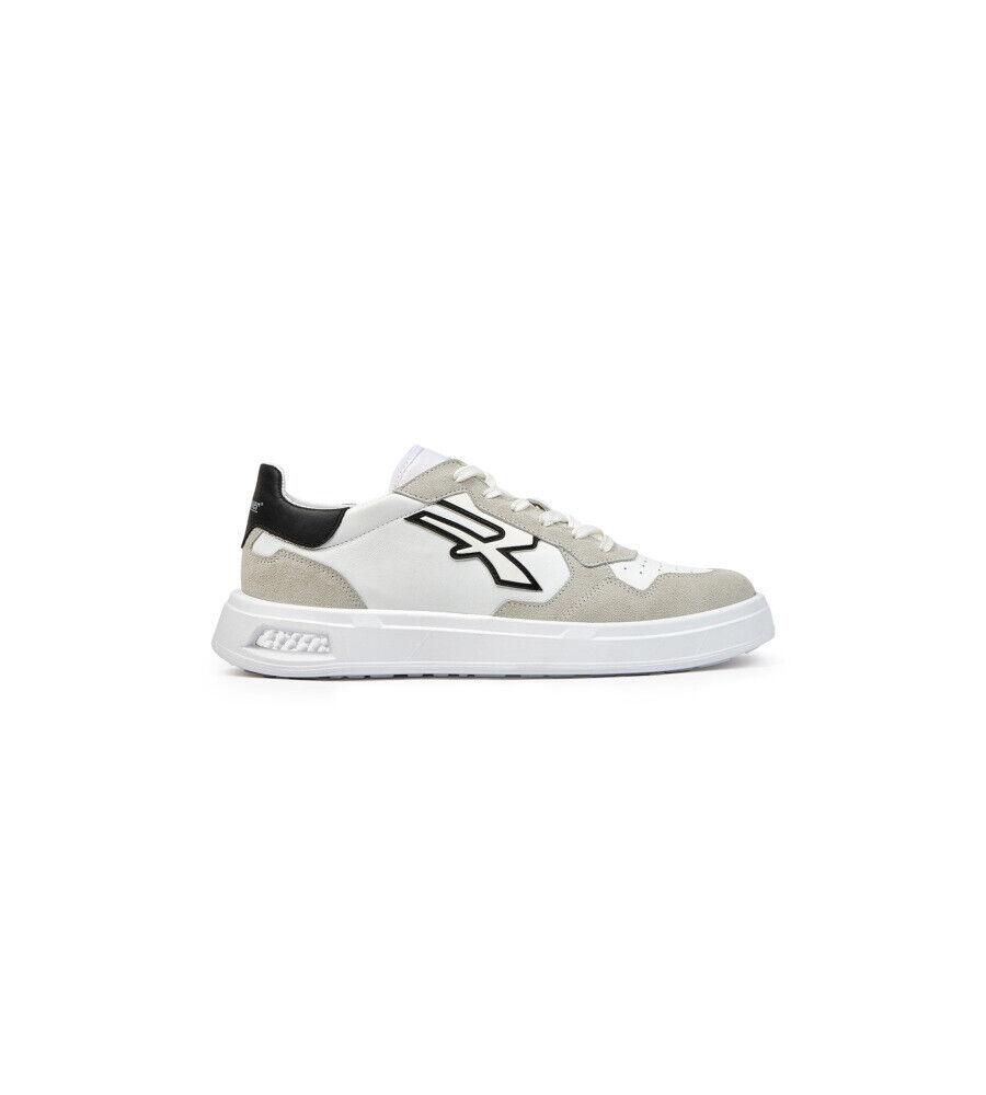 SCARPA SNEAKER U-POWER "HELIX" IN PELLE COLORE BIANCO E BEIGE, TG 46