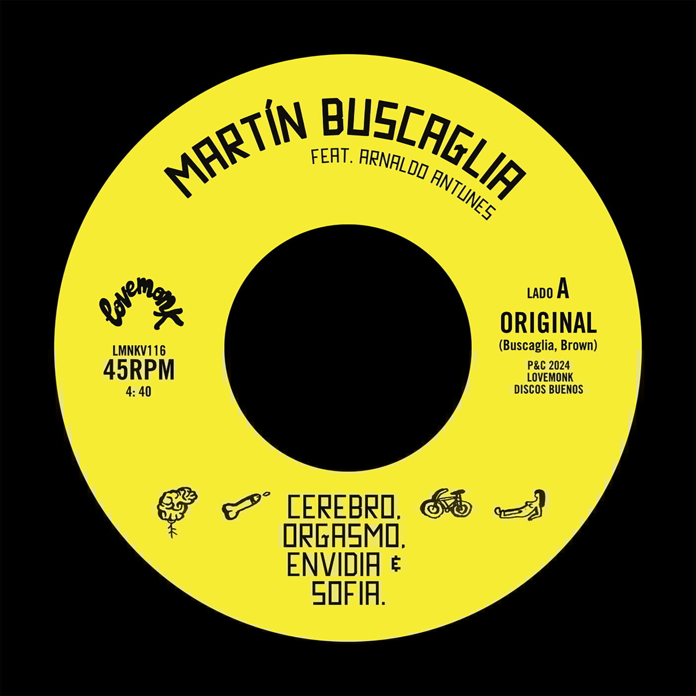Martin Buscaglia Cerebro, Orgasmo, Envidia & Sofia 7 Inch Vinyl LMNKV116 NEW
