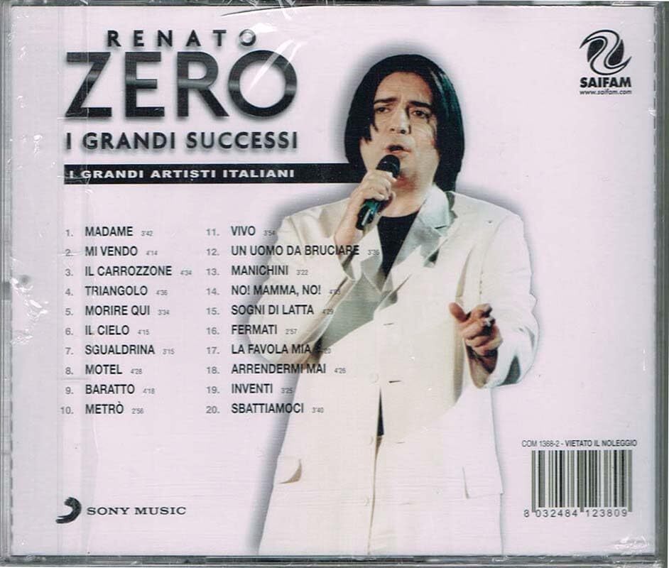 RENATO ZERO RENATO ZERO I GRANDI SUCCESSI SERIE I GRANDI ARTISTI ITALIANI (CD)