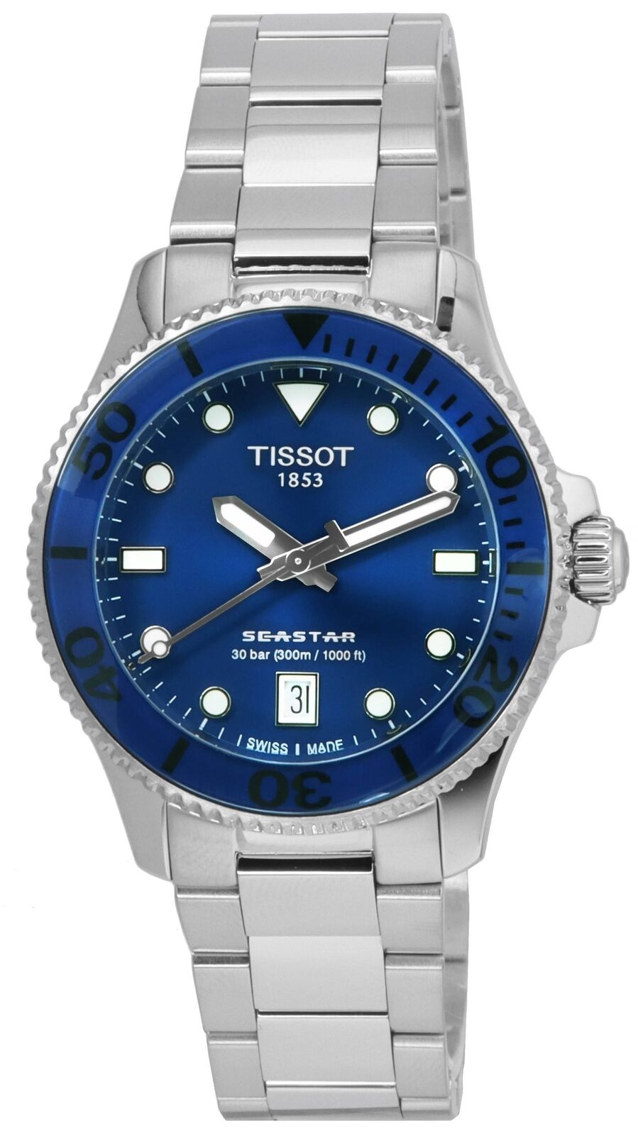 Tissot T-Sport Seastar 300M Swiss Made Blu Acciaio Inossidabile Orologio Unisex