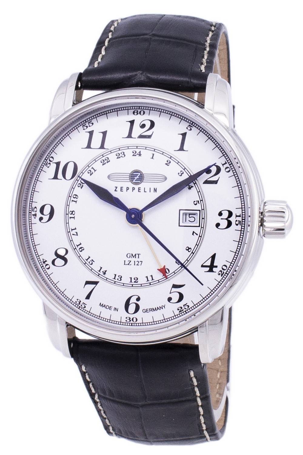 Zeppelin LZ 127 Graf GMT Quadrante Bianco Analog Z76421 50M Orologio da Uomo