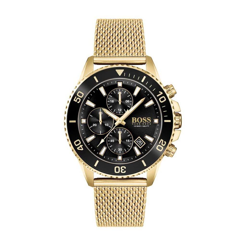 Orologio Uomo HUGO BOSS ADMIRAL 1513906 Chrono Acciaio Mesh Gold Nero