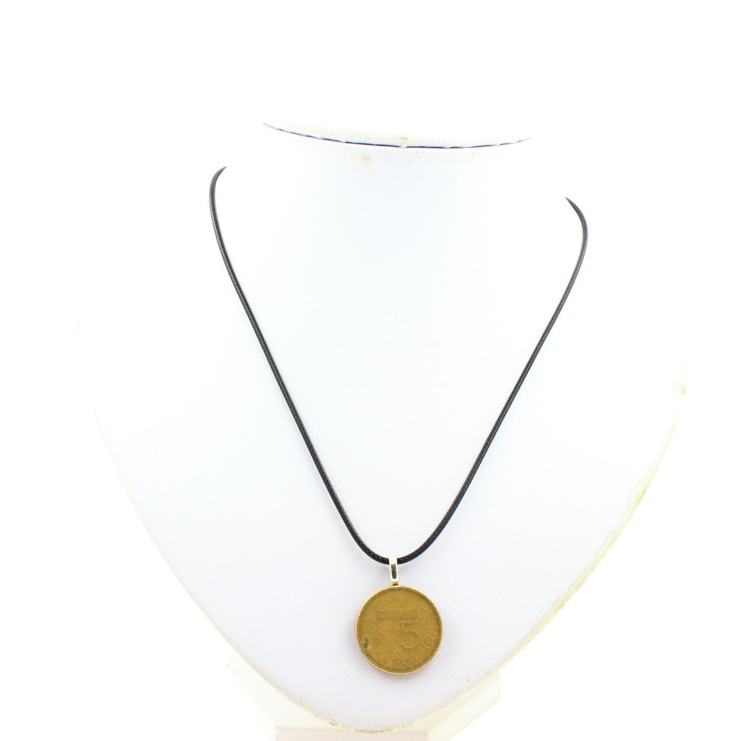 Collana Moneta Paesi Bassi 5 Gulden Beatrix. Cordino Nero