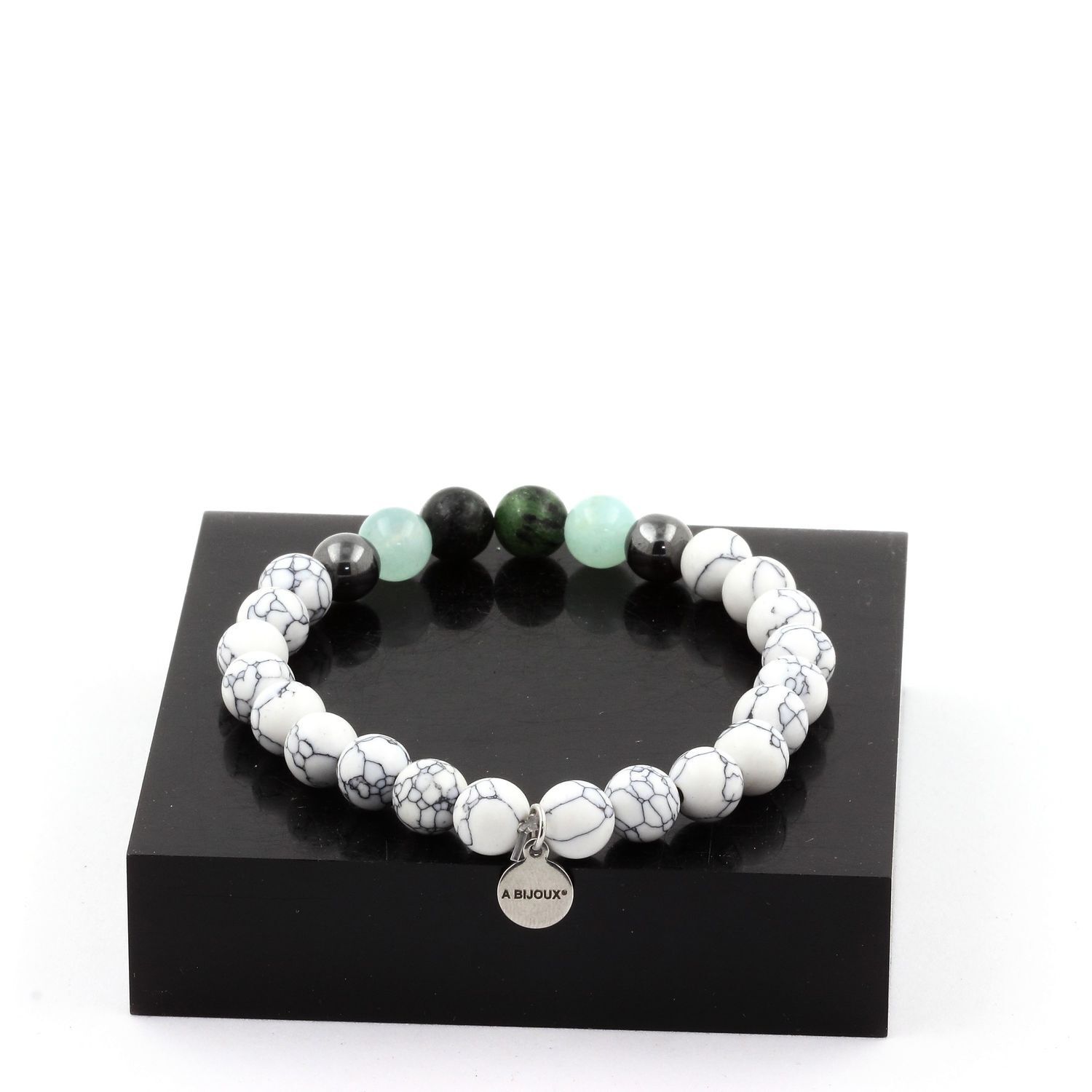 Braccialetto Perle Epidoto Australia+Ematite+Angelite+Howlite 8 Fatto