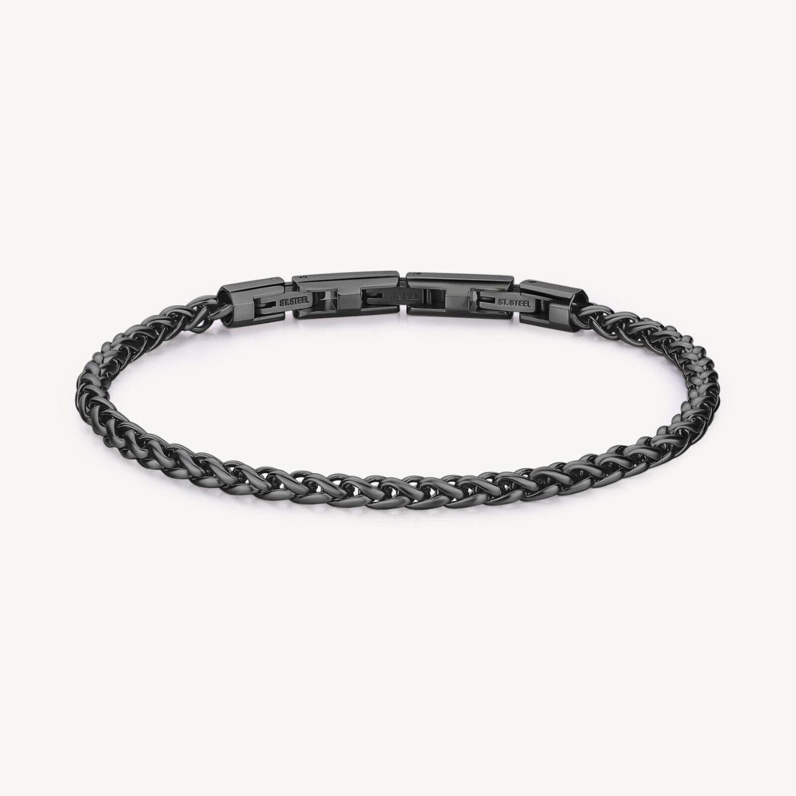 BROSWAY RIPTIDE BRACCIALE UOMO ACCIAIO BRUNITO MAGLIA SPIGA BTD028 (4099)
