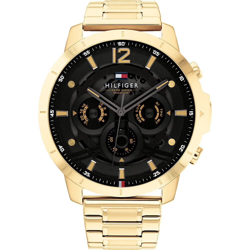 Orologio Uomo TOMMY HILFIGER LUCA 1710511 Multifunzione Acciaio Gold Dorato Nero