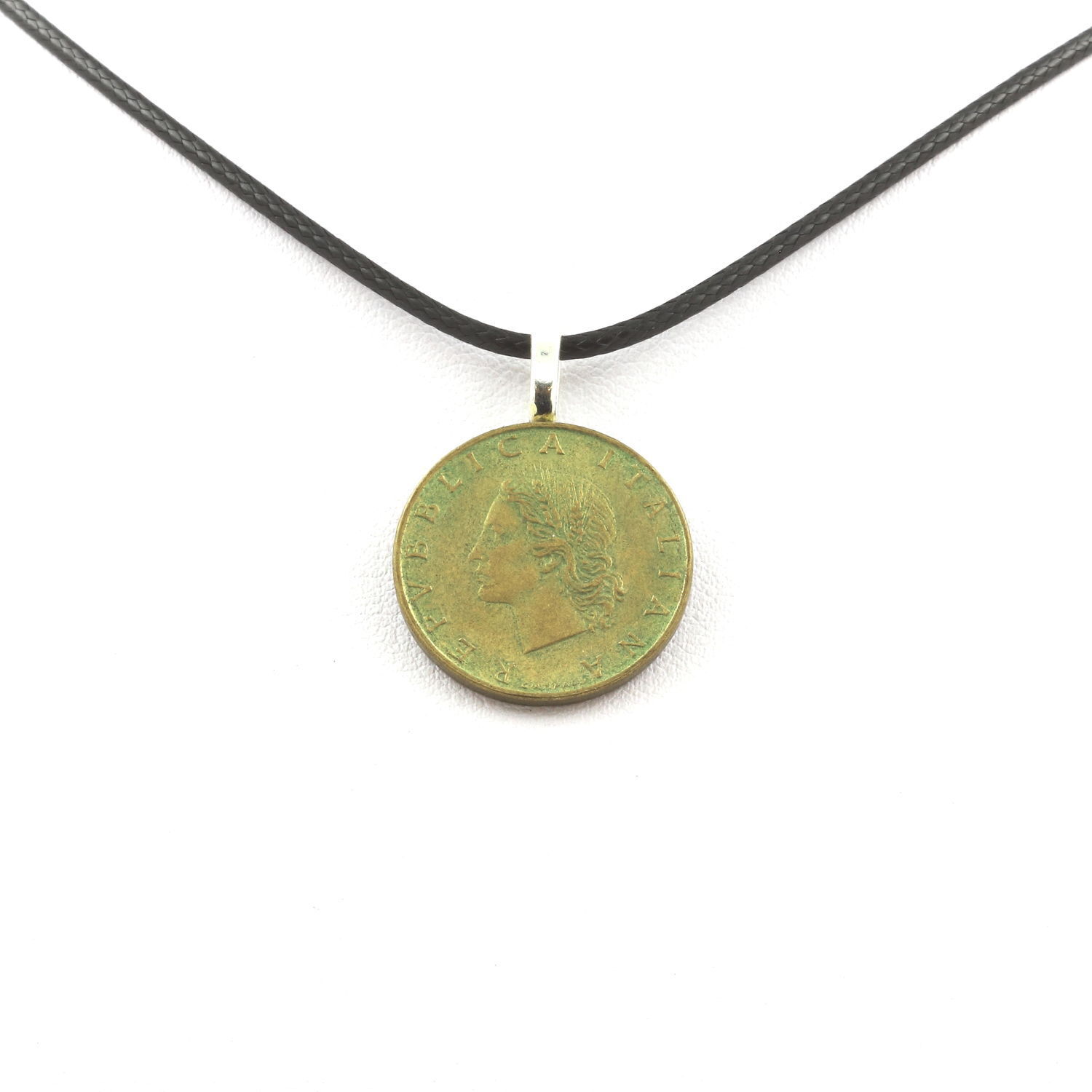 Collana Moneta Italia 20 Lire Cordino Nero