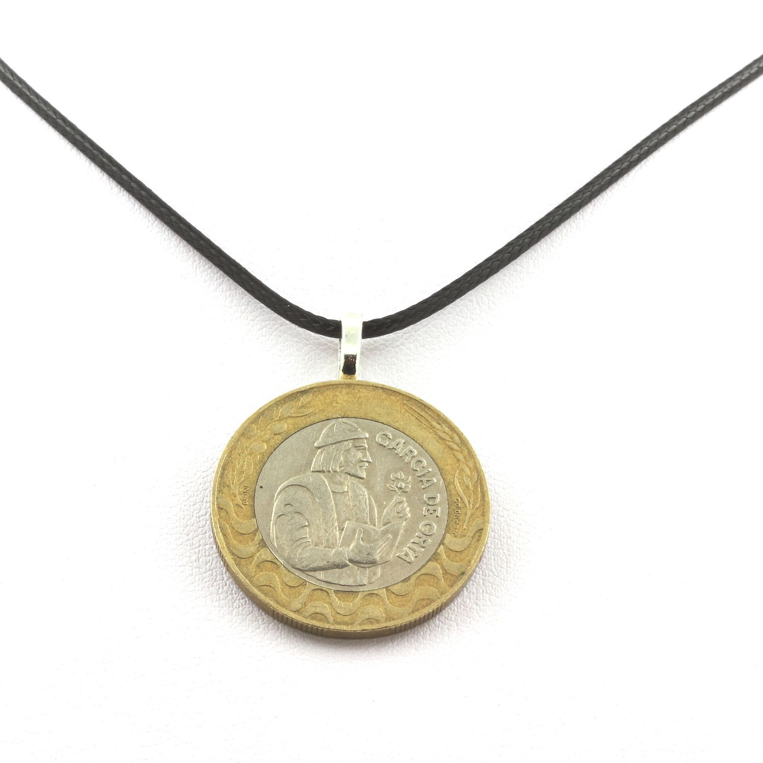 Collana Moneta Portogallo 200 Escudos Cordino Nero