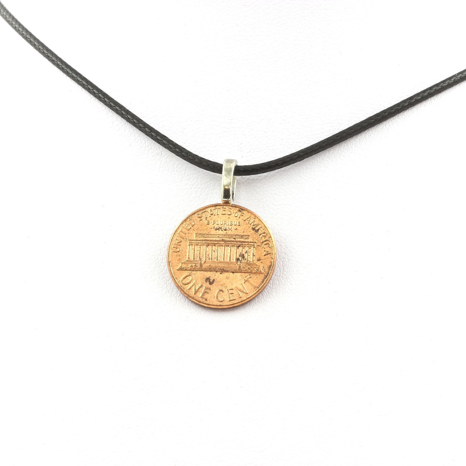 Collana Moneta USA 1 Cent. ""Lincoln Memorial Penny"" Cordoncino N