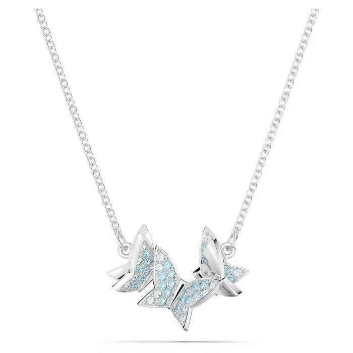 Collana Swarovski Lilia 5662181 necklace Cristalli Donna Farfalle Azzurro Rodio