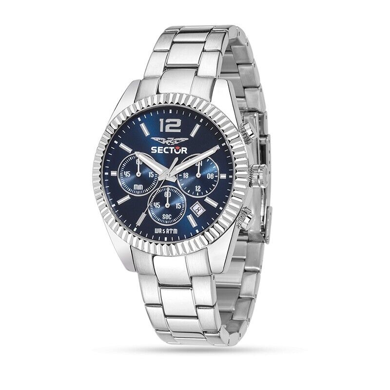 Orologio Sector 240 r3273676004 Watch Cronografo Blu Uomo 41 mm Acciaio Nuovo