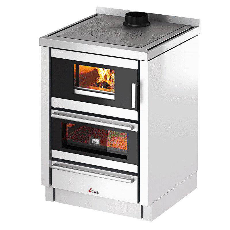 Cadel Cucina a Legna con Forno in Acciaio 6.2 kW 177 m3 60x60 cm Inox KOOK 60V