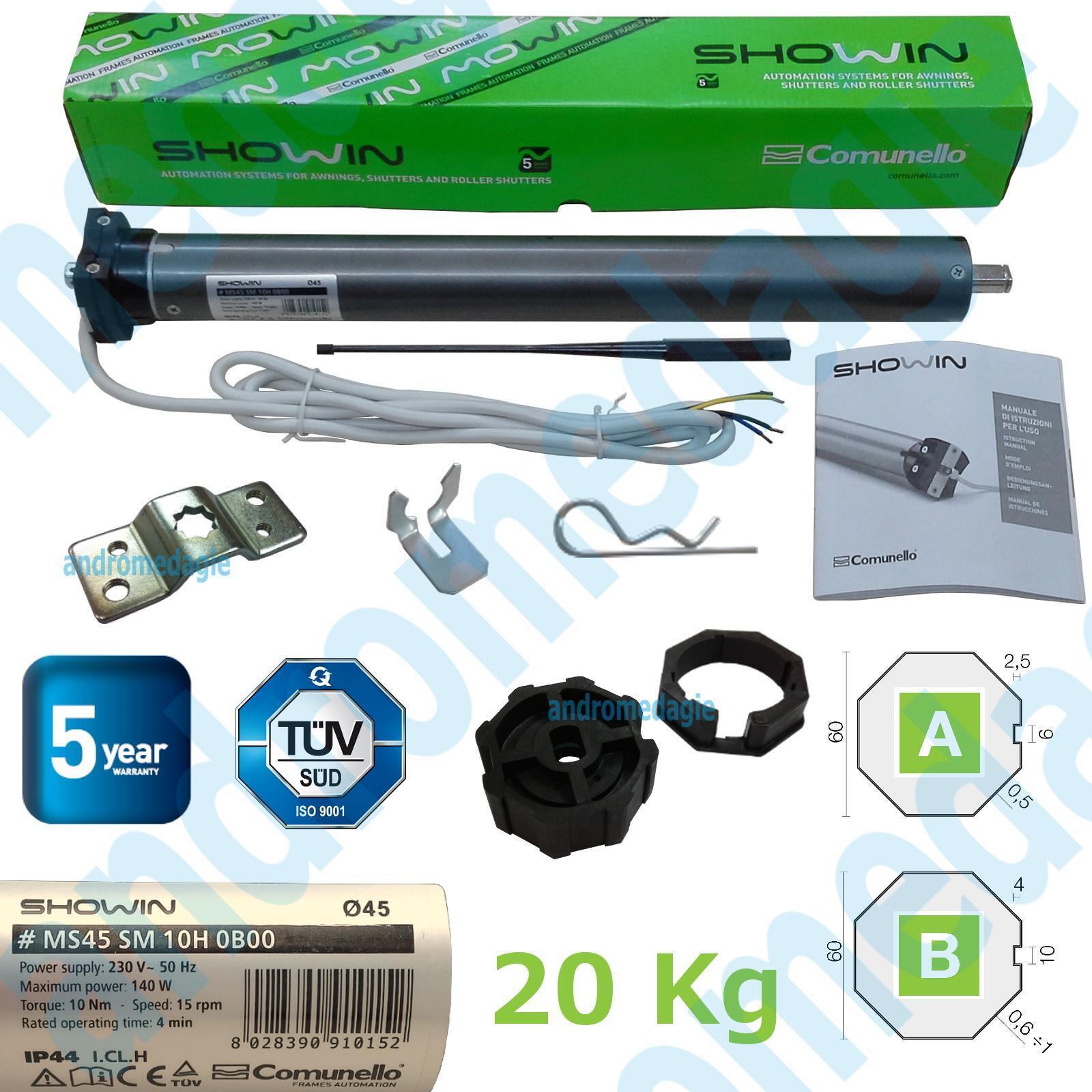 SHOWIN S45 Ø 45 MM 230V 10N Motori tubolari per tapparelle e tende da sole