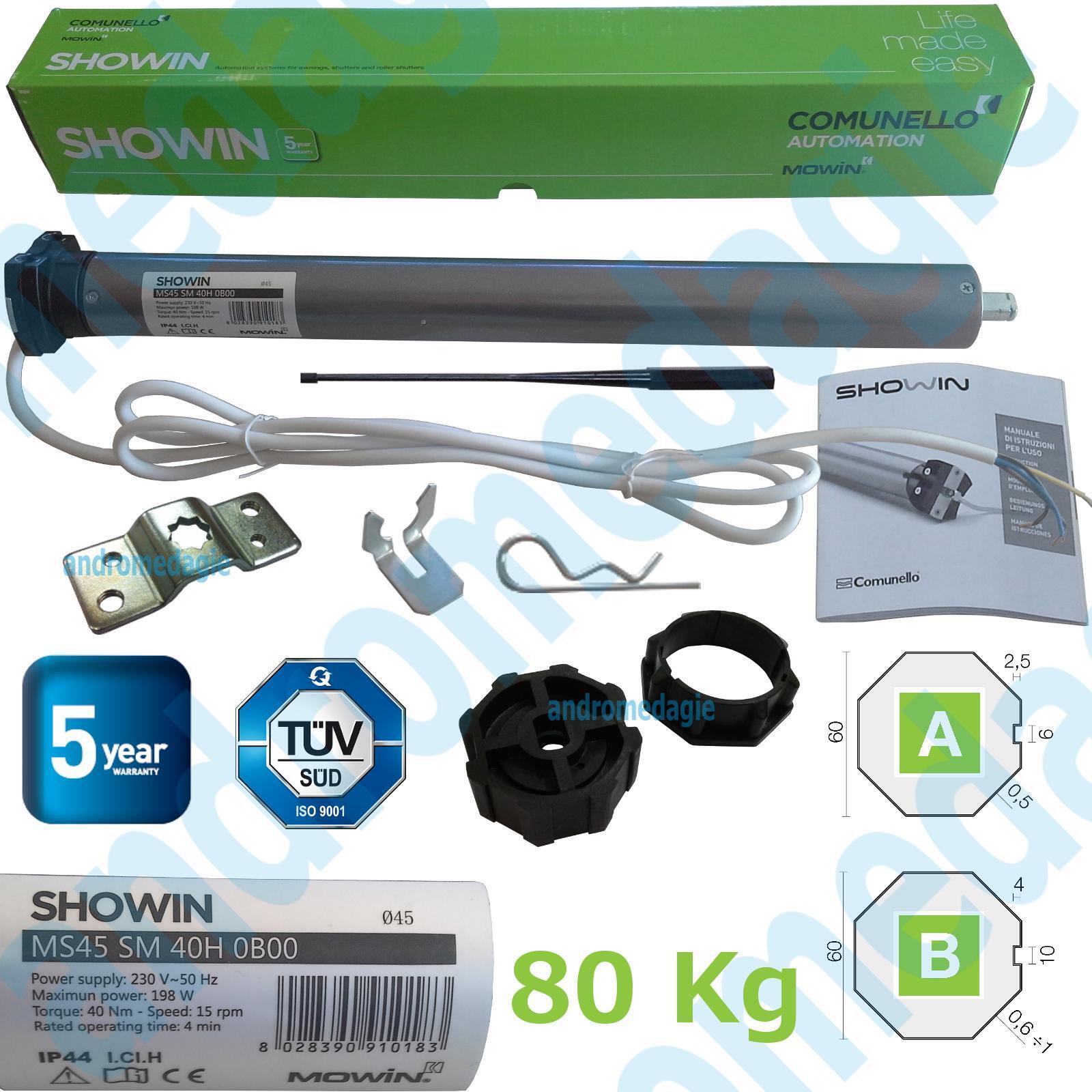 SHOWIN S45 Ø 45 MM 230V 40N Motori tubolari per tapparelle e tende da sole