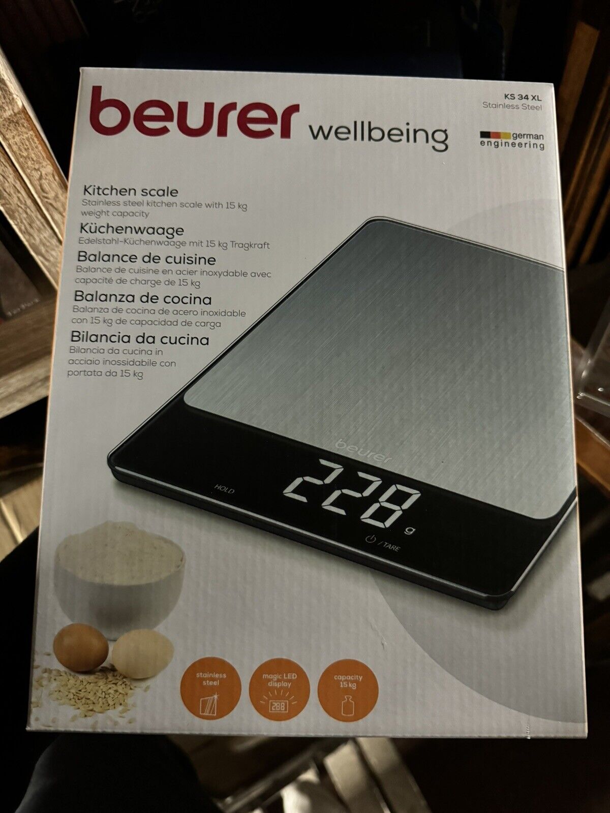 BEURER BILANCIA DA CUCINA 1GR/15KG INOX KS34XLINOX