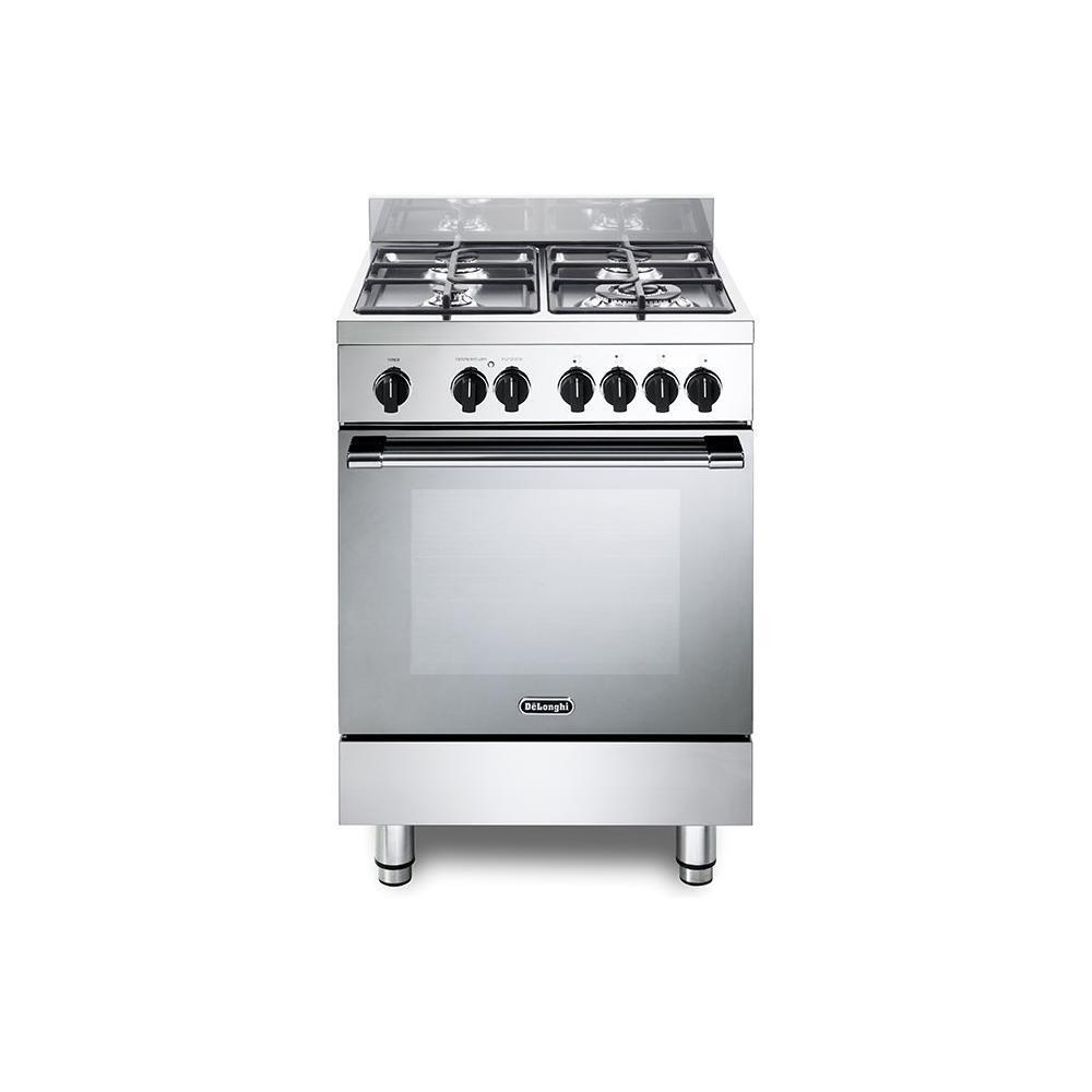 Cucina a Gas 4 Fuochi Forno Elettrico Ventilato con Grill 60x60 Inox GEMMA 66 ML