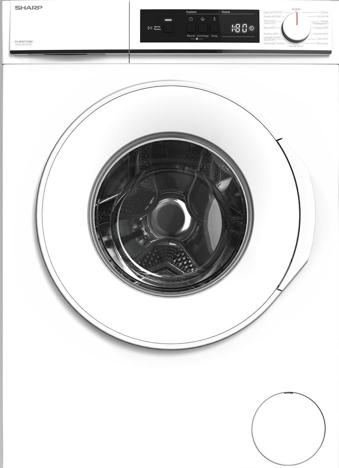 Sharp Lavatrice 7 Kg D 50 cm 1200 giri Partenza Ritardata Bianco ES-NFA7121WD