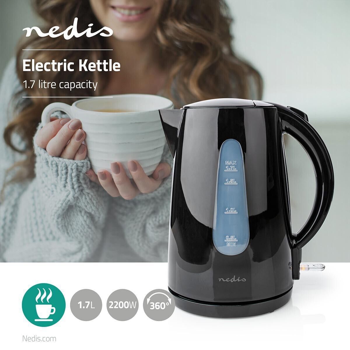 BOLLITORE ELETTRICO IN INOSSIDABILE DA 1.7 L 2200 W AIGOSTAR
