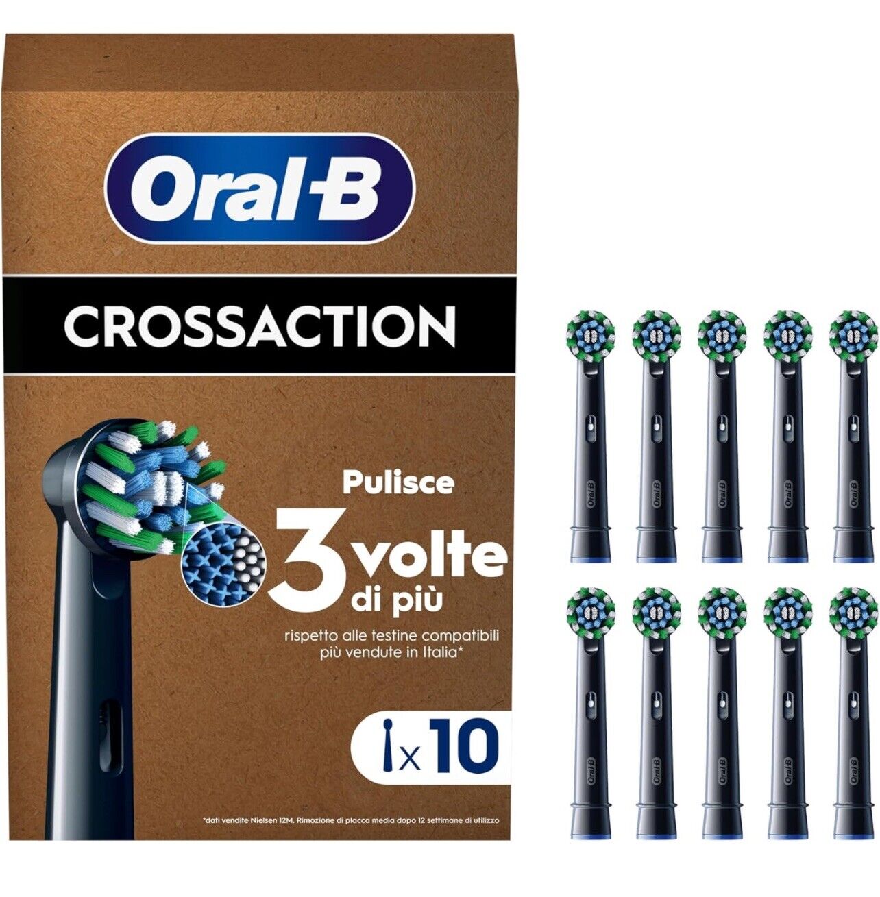 Oral-B Cross Action Testine Spazzolino Elettrico Confezione 10 Pezzi Ricambio