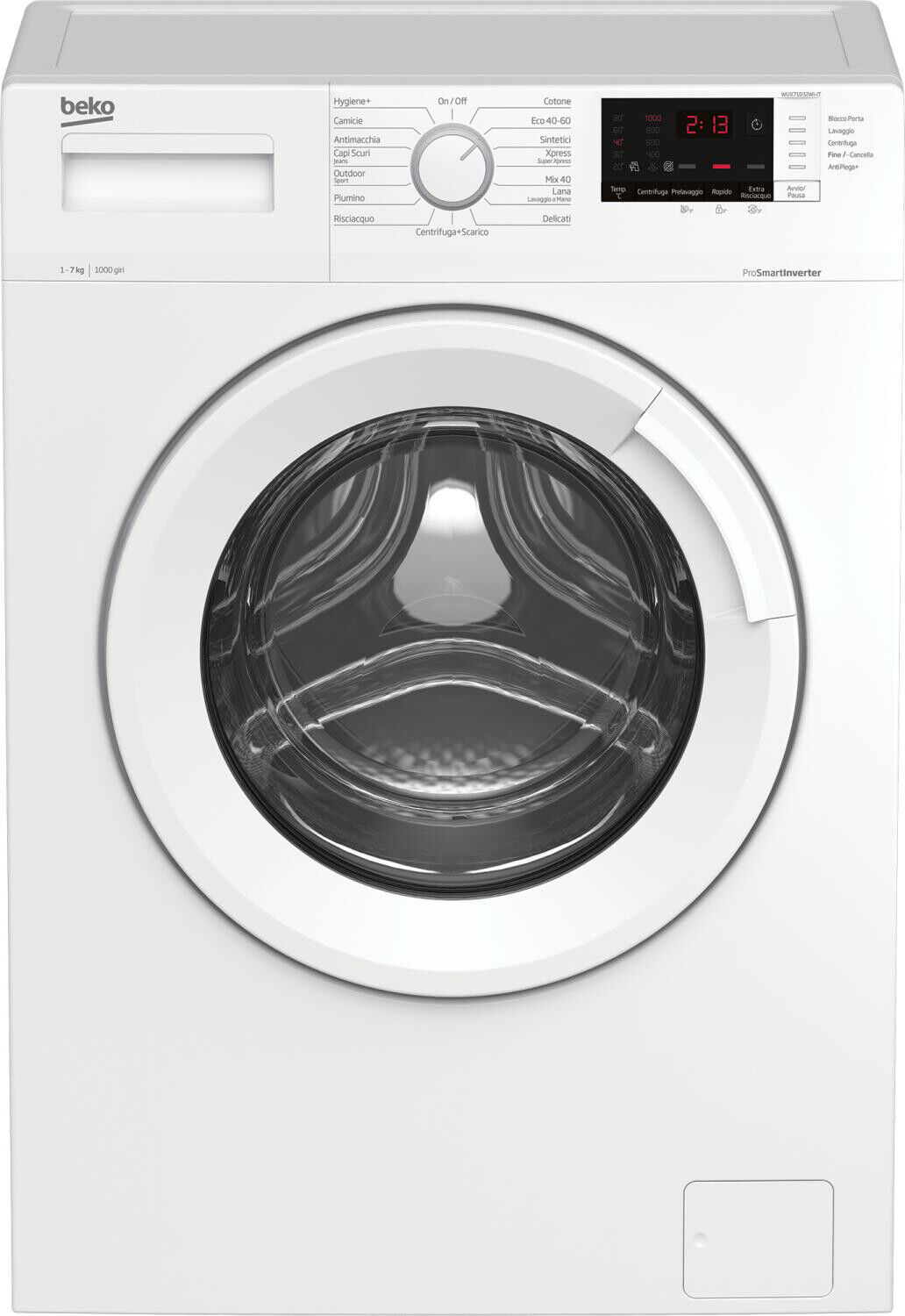 Beko Lavatrice 7 Kg Classe D 1000 giri 49 cm Inverter Vapore WUX71032WI-IT
