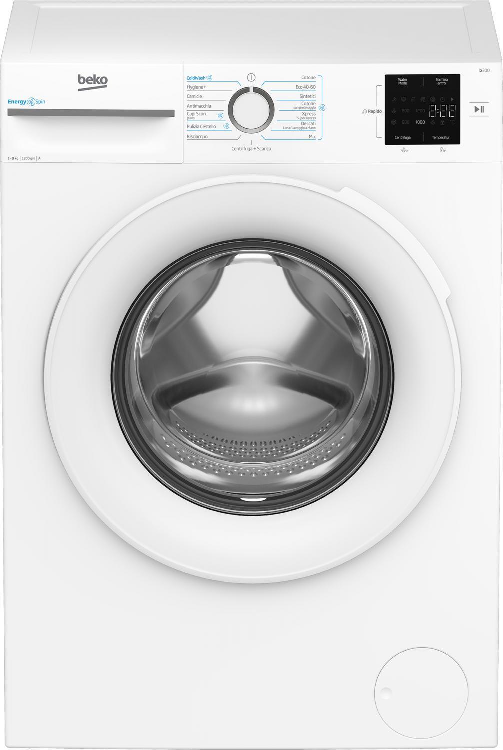 Beko Lavatrice 9 Kg Classe A 55 cm 1200 giri Inverter Vapore Bianco BMWU3921W