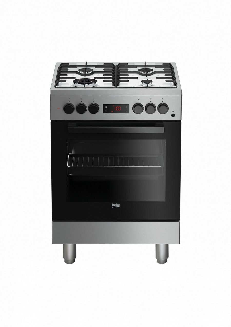 Beko 7737488653 CUCINA A GAS 4 BRUCI.FORNOELET.VENT.66LT 60x60 INOX FSE62110DXF