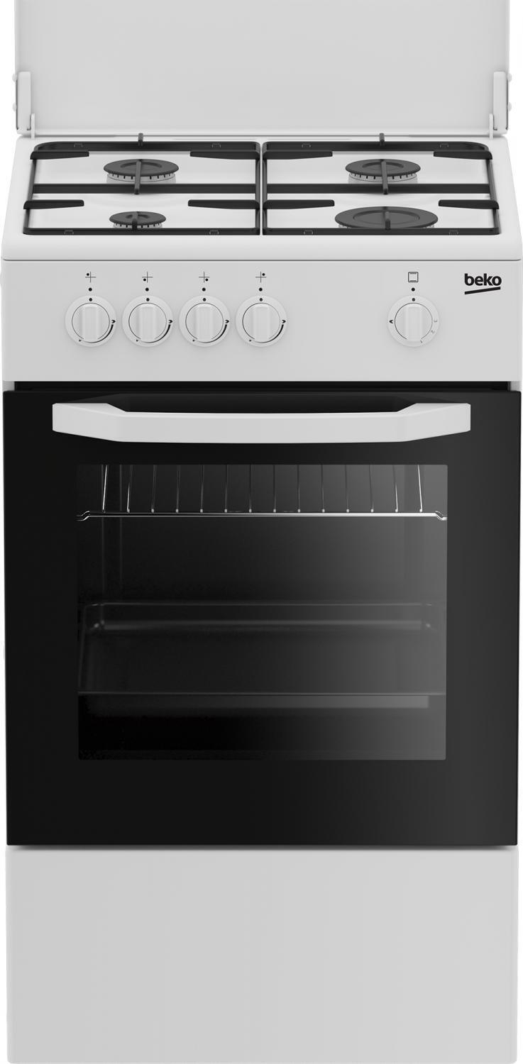 Cucina a Gas 4 Fuochi Forno a Gas con Grill 50x50 cm Bianco CSG42009DW  BEKO