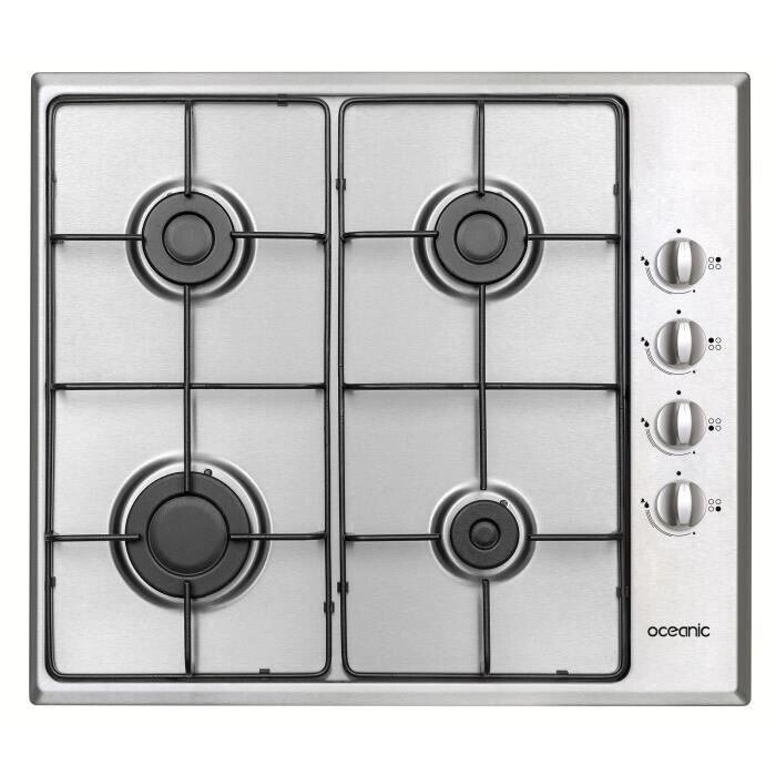 OCEANIC Piastra Cottura Gas 4 Luci, Incasso - Dimensioni 60x51x4 CM - Inox