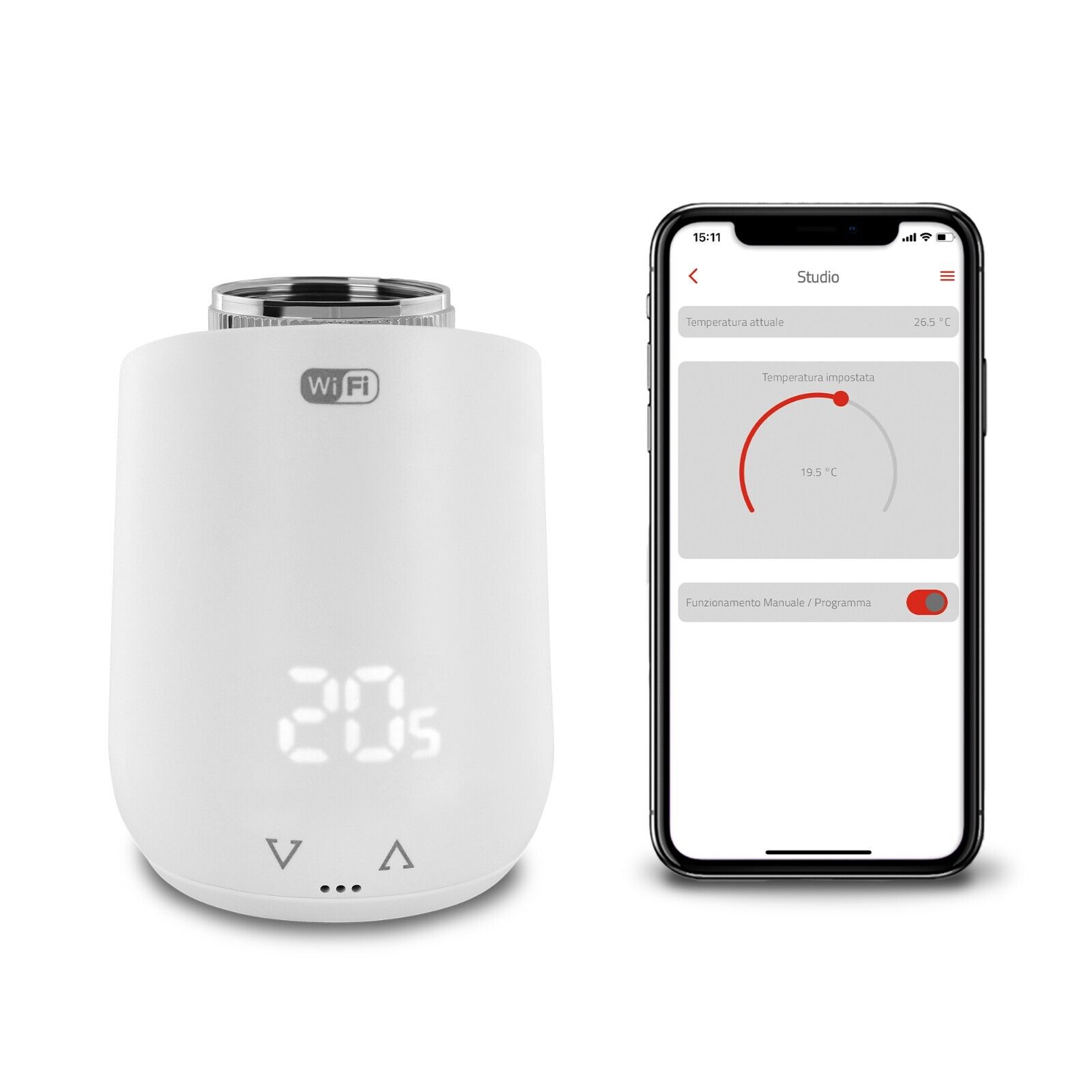 VALVOLA TERMOSTATICA WIFI TERMOSIFONE TESTA INTELLIGENTE BATTERIA VEMER VE798100