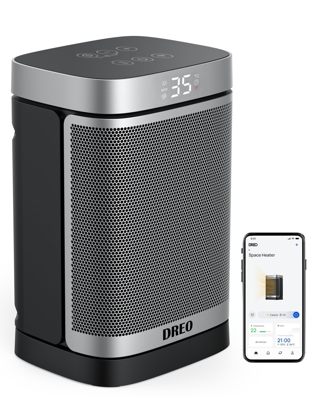 Dreo Riscaldatore intelligente per spazio, Riscaldatore elettrico in (r0N)