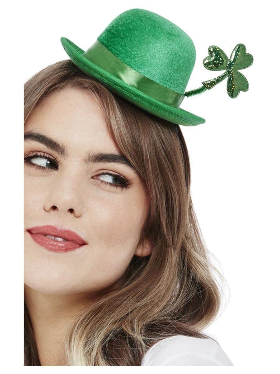 Smiffys Deluxe Paddy's Day Mini Bowler Hat, Velour