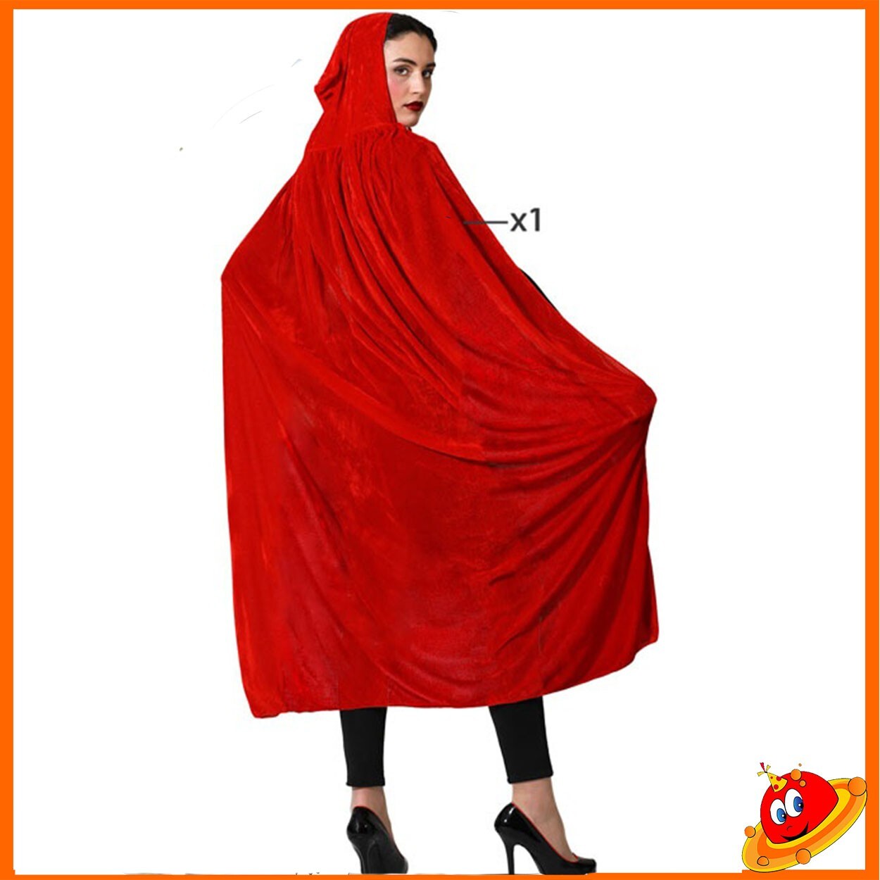 Travestimento Costume Halloween Unisex Mantello Rosso velluto da cm 140