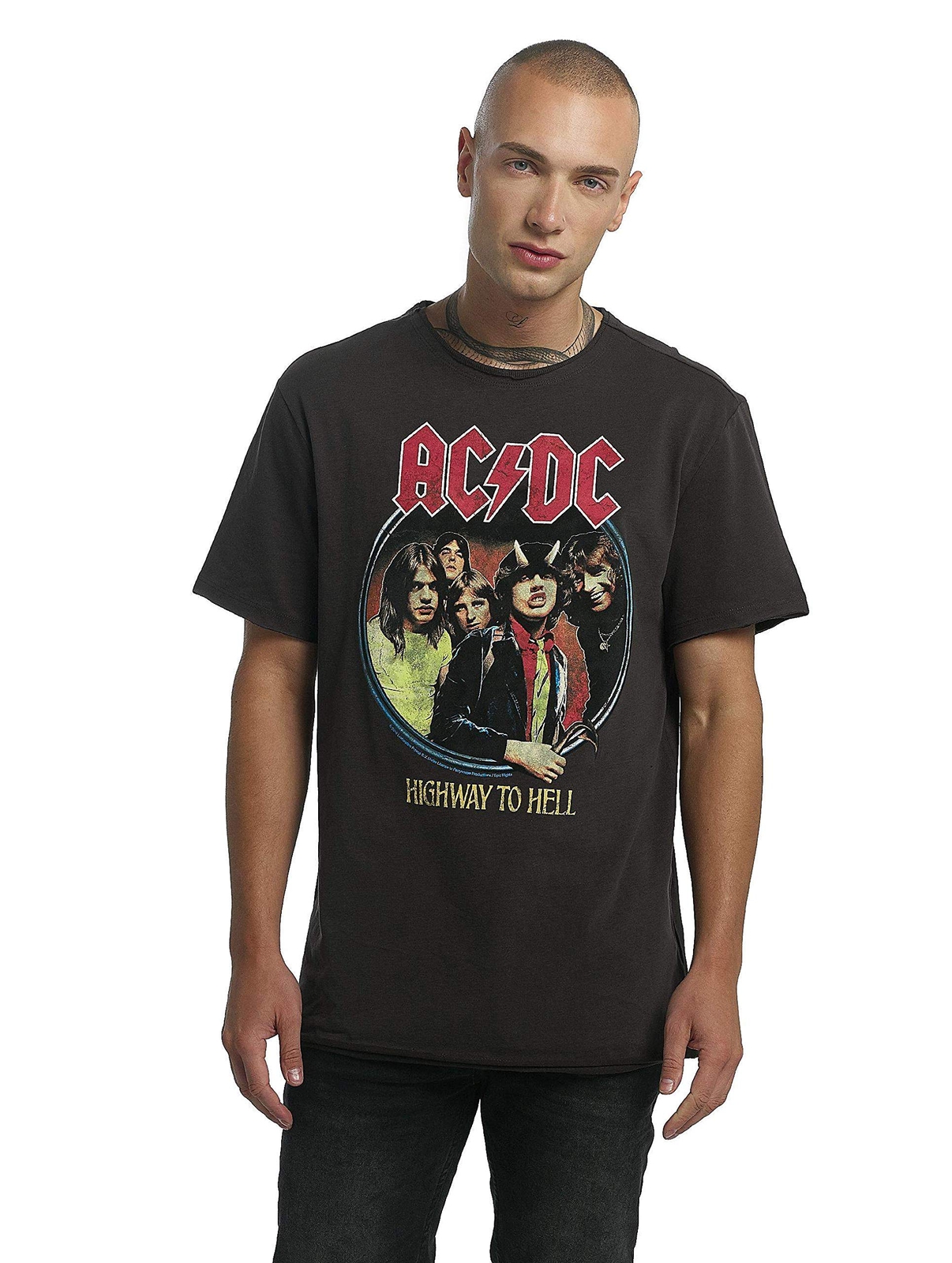 Amplified ACDC-Highway to Hell T-Shirt, Grigio (Carbone), S Uomo