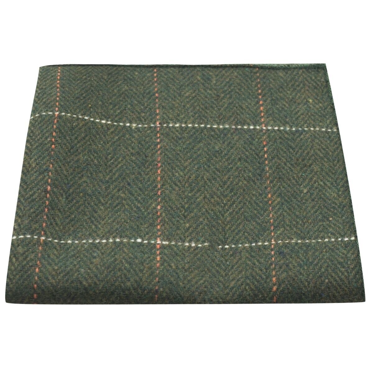 Lusso a Spina di Pesce Verde Bosco Tweed Fazzoletto da Taschino, Fazzoletto