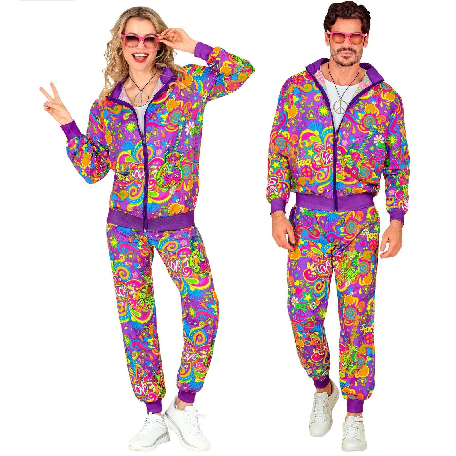 WIDMANN 45143 costume tuta anni 80 l hippie viola fluo #4514