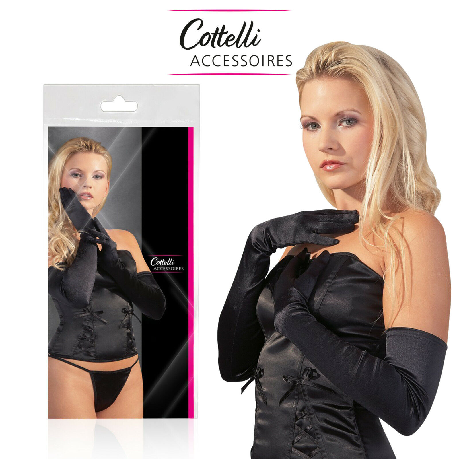 Cottelli Collection Eleganti Guanti Lunghi in raso elasticizzati sera GLOVES os