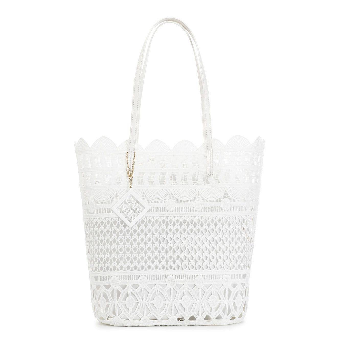 Cafe' Noir Shopping In Pizzo Con Charm Bianco - Borse Donna Borse A Spalla