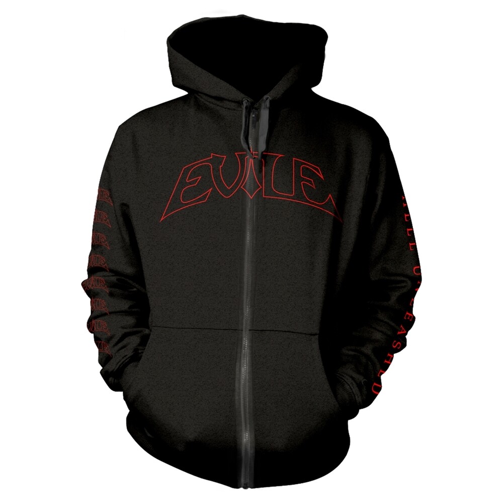EVILE - HELL UNLEASHED (BLACK) BLACK Hooded Sweatshirt with Zip Medium